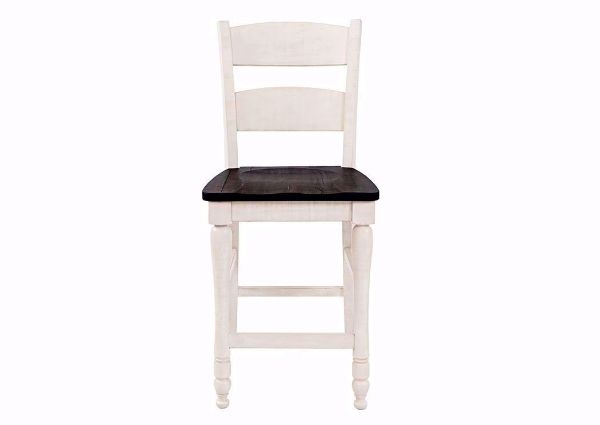 Distressed White and Brown Madison County 24 Inch Barstool Facing Front | Home Furniture Plus Mattress