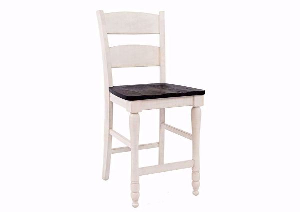 Distressed White and Brown Madison County 24 Inch Barstool at an Angle | Home Furniture Plus Mattress