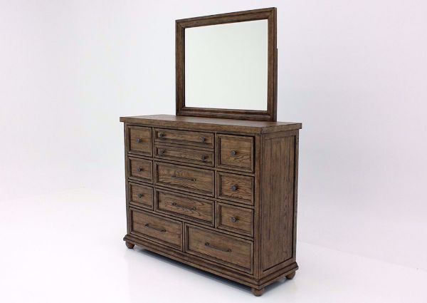 Harvest Home Dresser with Mirror, Brown, Angle | Home Furniture Plus Mattress