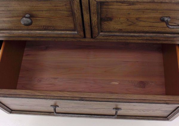 Harvest Home Dresser with Mirror, Brown, Cedar Lined Drawer Detail | Home Furniture Plus Mattress