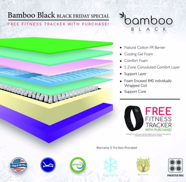 Picture of Bamboo Black Pillow Top Queen Mattress