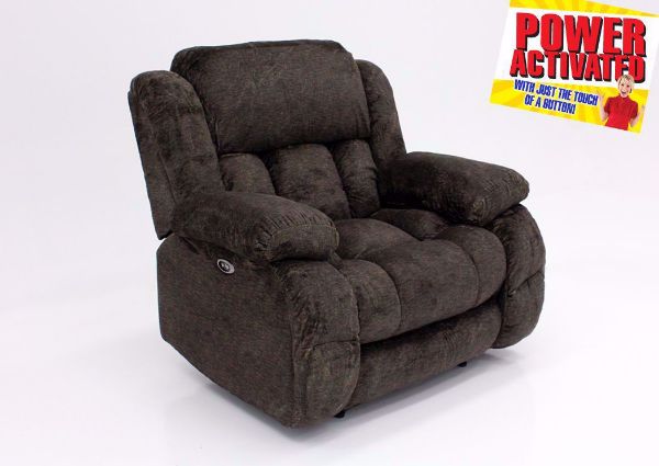 Lawrence Power Activated Recliner, Brown, Angle | Home Furniture Plus Bedding
