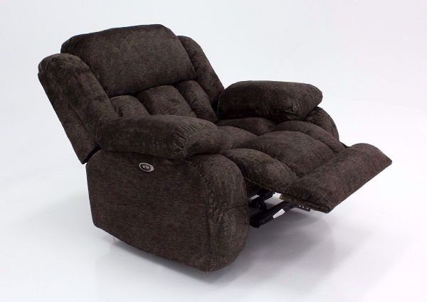 Lawrence Power Activated Recliner, Brown, Angle, Reclined | Home Furniture Plus Bedding