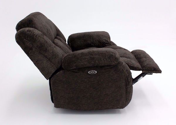 Lawrence Power Activated Recliner, Brown, Side View, Reclined | Home Furniture Plus Bedding