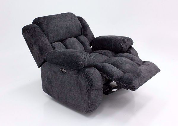 Lawrence Power Activated Recliner, Gray, Angle, Reclined | Home Furniture Plus Bedding
