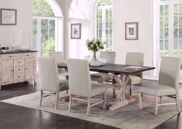Brown Two-Tone Jefferson 7 Piece Dining Table Set in Room Setting | Home Furniture Plus Bedding