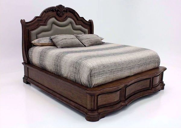 Slightly Angled View of the Tulsa King Size Bed - Light Brown | Home Furniture Plus Bedding