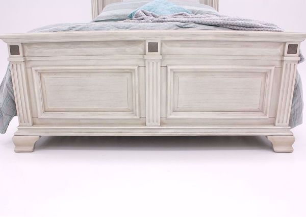 Distressed White Passages Queen Size Bed Showing the Panel Footboard | Home Furniture Plus Mattress