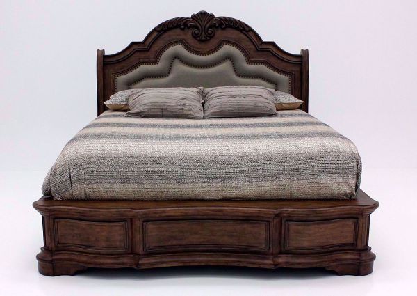 Light Brown Upholstered Tulsa Queen Size Bed Facing Front | Home Furniture Plus Mattress