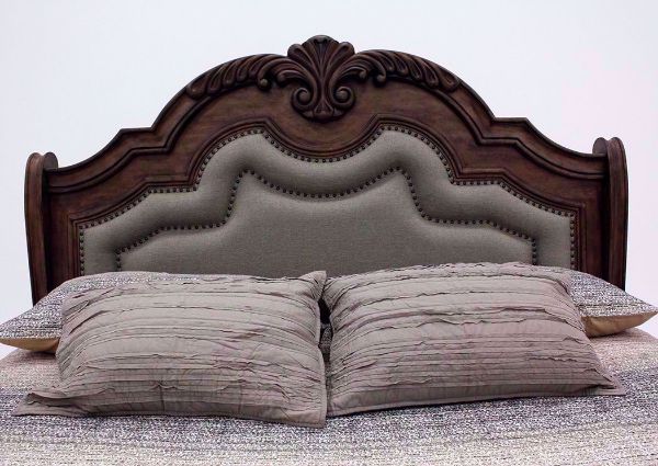 Light Brown Upholstered Tulsa Queen Size Bed Showing the Headboard Facing Front | Home Furniture Plus Mattress