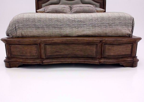 Light Brown Upholstered Tulsa Queen Size Bed Showing the Footboard Facing Front | Home Furniture Plus Mattress