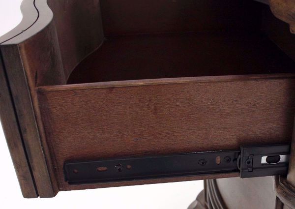 Tulsa Nightstand, Light Brown, Metal Drawer Glides Detail | Home Furniture Plus Mattress