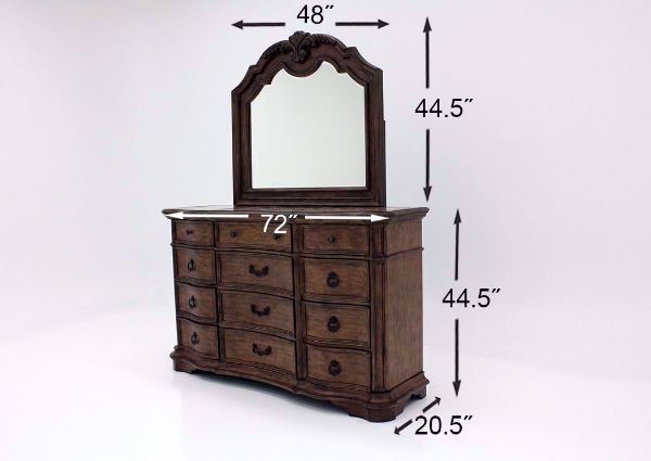 Light Brown Tulsa Bedroom Set Showing the Dresser and Mirror Dimensions | Home Furniture Plus Mattress