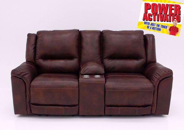 Front Facing Catanzaro Leather Power Activated Dual Recliner Loveseat by Ashley Furniture | Home Furniture + Mattress