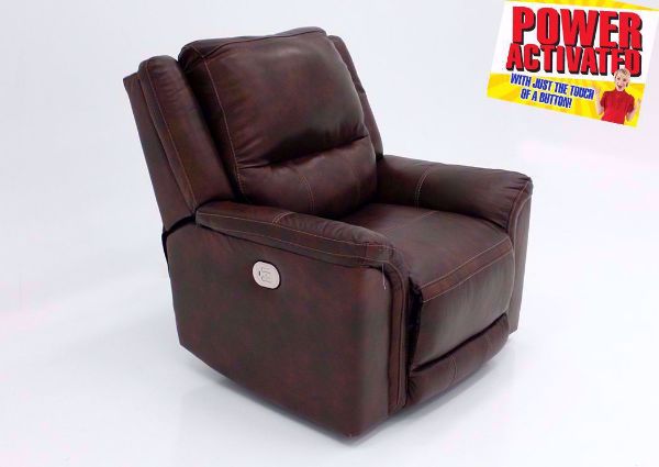 Catanzaro Leather Power Activated Recliner by Ashley Furniture at an Angle | Home Furniture Plus Bedding
