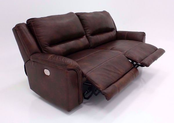 Open Dual Recliners on the Catanzaro Leather Power Activated Reclining Sofa by Ashley Furniture | Home Furniture + Mattress
