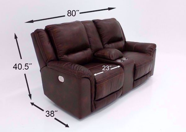 Measurement Details on the Catanzaro Leather Power Activated Dual Recliner Loveseat by Ashley Furniture | Home Furniture + Mattress