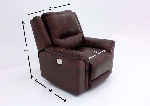 Measurement Details on the Catanzaro Leather Power Activated Recliner by Ashley Furniture | Home Furniture Plus Bedding