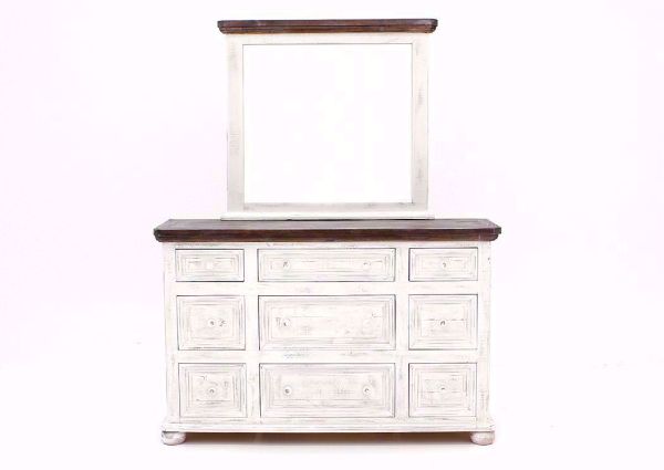 Whitewash White  Allie Dresser with Mirror, Front Facing  | Home Furniture Plus Bedding