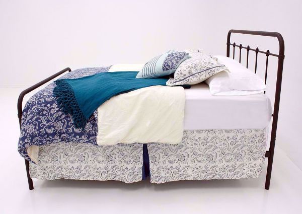 Brown Jourdan Creek Queen Iron Bed Showing the Side View | Home Furniture Plus Bedding