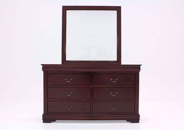 Brown Louis Philippe Dresser with Mirror Facing Front | Home Furniture Plus Bedding