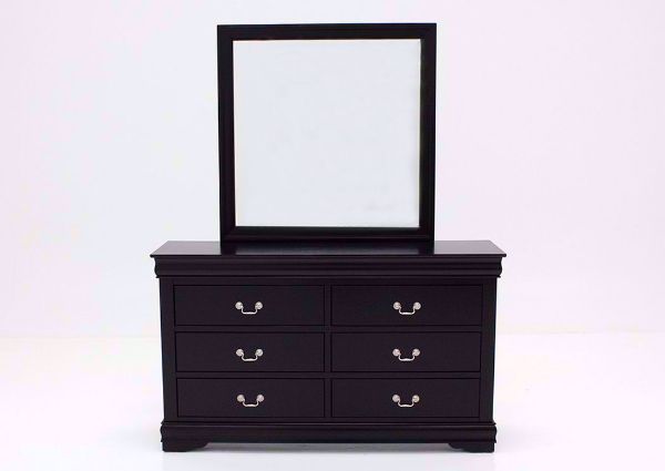 Black Louis Philippe Dresser with Mirror Facing Front | Home Furniture Plus Bedding