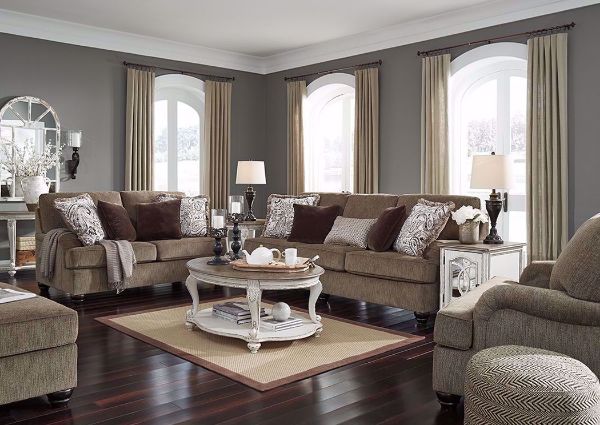 Room Setting of the Braemer Sofa Set by Ashley Furniture includes Sofa, Loveseat and Chair | Home Furniture Plus Bedding