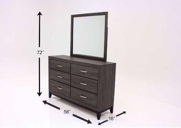 Distressed Gray Ackerson Bedroom Set Showing the Dresser with Mirror Dimensions | Home Furniture Plus Mattress