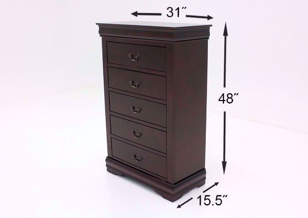 Cherry Brown Louis Philippe Chest of Drawers Dimensions | Home Furniture Plus Bedding