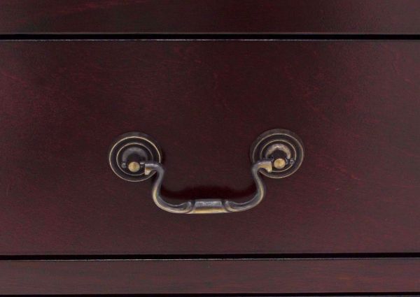 Brown Louis Philippe Dresser with Mirror Showing the Metal Drawer Pull | Home Furniture Plus Bedding