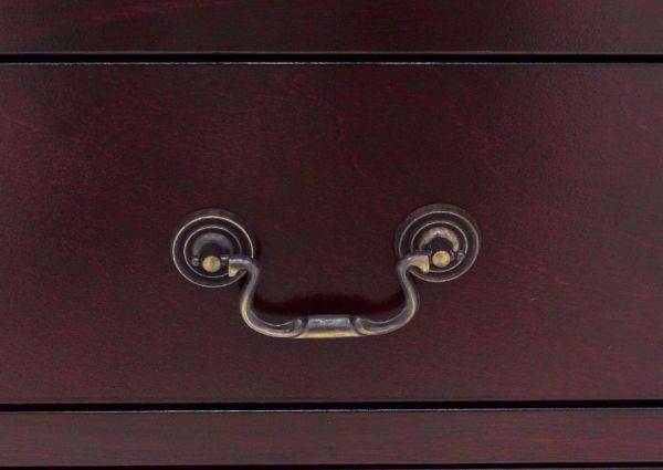 Cherry Brown Louis Philippe Chest of Drawers Showing the Metal Drawer Pull | Home Furniture Plus Bedding