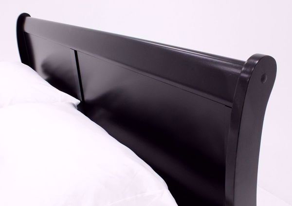 Black Louis Philippe Queen Bed Showing the Headboard at an Angle | Home Furniture Plus Bedding