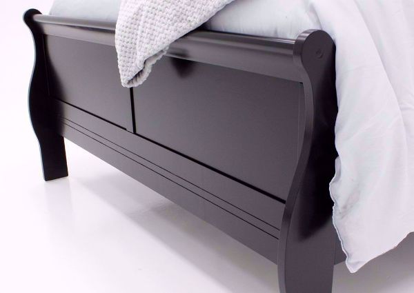 Black Louis Philippe Queen Bed Showing the Footboard at an Angle | Home Furniture Plus Bedding