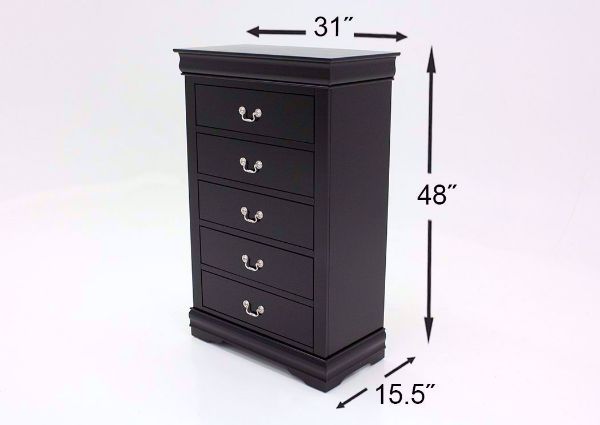 Black Louis Philippe Chest of Drawers Dimensions | Home Furniture Plus Bedding