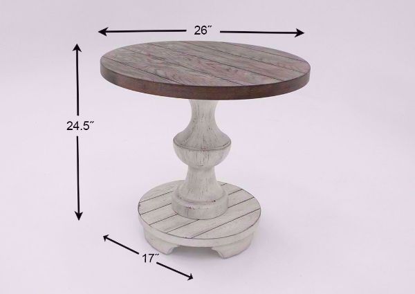 White and Brown Sedona Round End Table Dimensions | Home Furniture Plus Mattress