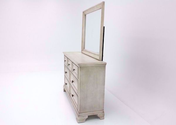 Distressed White Passages Dresser with Mirror Showing the Side View | Home Furniture Plus Bedding