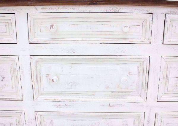 Whitewash White Allie Dresser with Mirror Showing the Drawer Fronts | Home Furniture Plus Bedding