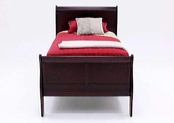 Cherry Brown Louis Philippe Twin Bed Facing Front | Home Furniture Plus Bedding