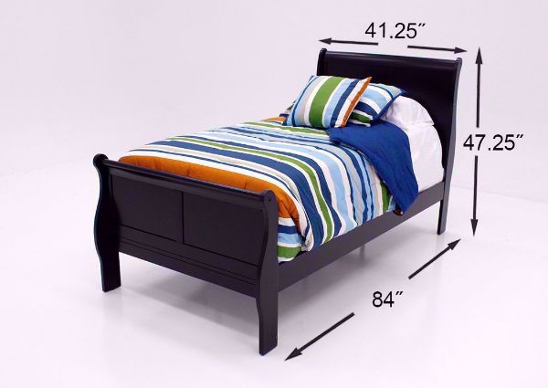 Black Louis Philippe Twin Bed Dimensions | Home Furniture Plus Bedding