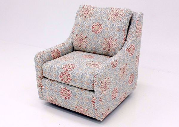 Becca Swivel Glider Chair With a Multi-Color Patterned Upholstery at an Angle | Home Furniture Plus Bedding