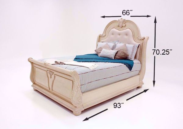 Antique White Stanley Bedroom Set Showing the Queen Bed Dimensions | Home Furniture Plus Mattress