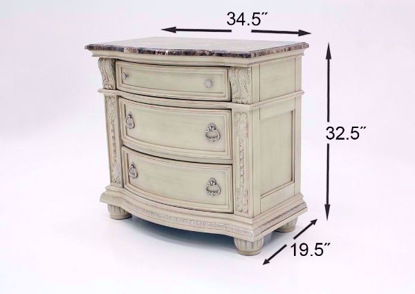 Antique White Stanley Bedroom Set Showing the Nightstand Dimensions | Home Furniture Plus Mattress