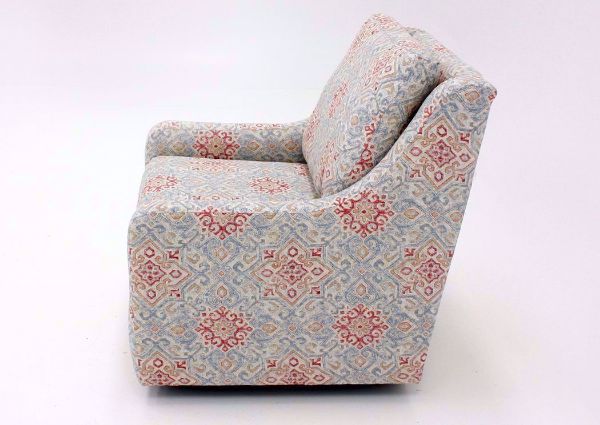 Becca Swivel Glider Chair With a Multi-Color Patterned Upholstery Showing the Side View | Home Furniture Plus Bedding