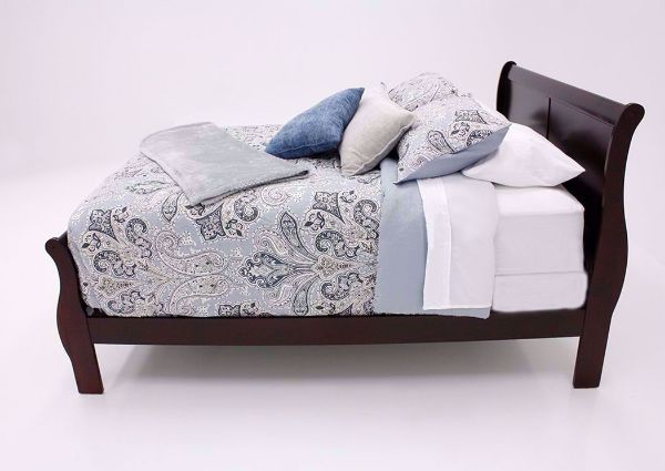 Cherry Brown Louis Philippe Full Bed Showing the Side View | Home Furniture Plus Bedding