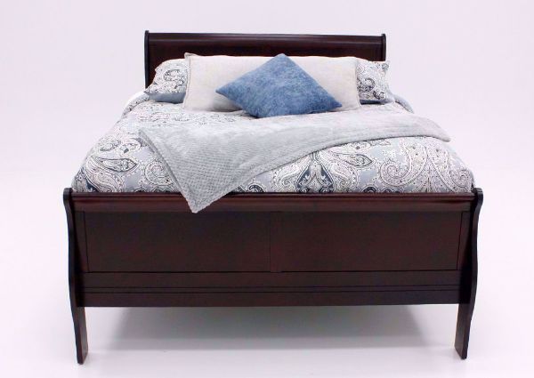 Cherry Brown Louis Philippe Queen Bed Facing Front | Home Furniture Plus Bedding