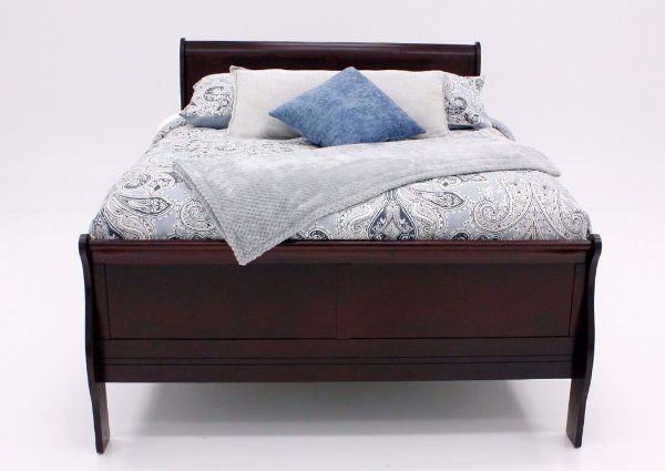 Louis Philippe King Bed, Cherry Brown, Front Facing | Home Furniture Plus Bedding