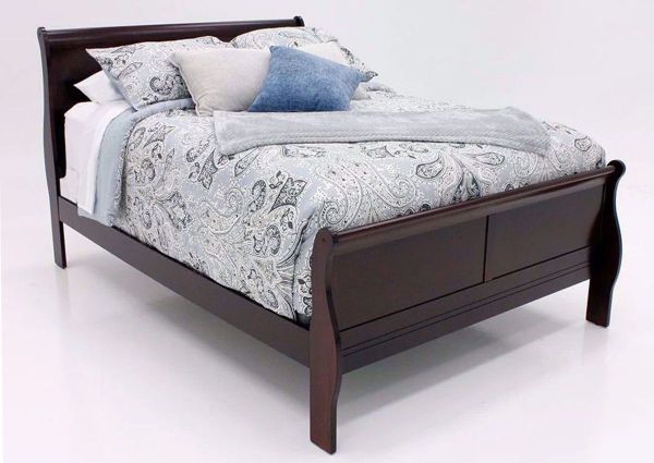 Picture of Louis Philippe Queen Size Bed - Cherry Brown