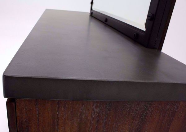 Warm Brown Silo Dresser with Mirror Showing the Dresser Top | Home Furniture Plus Bedding