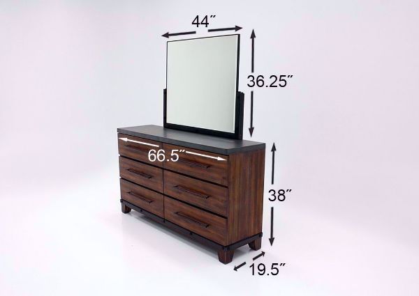 Dark Brown Silo Bedroom Set Showing the Dresser Dimensions | Home Furniture Plus Bedding