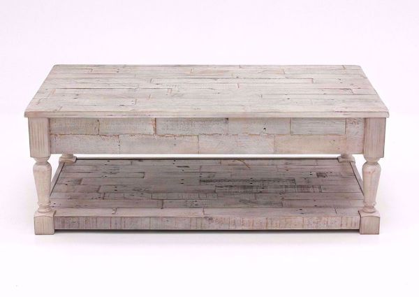 Long Side View of the White All Wood Shawnalore Coffee Table by Ashley Furniture | Home Furniture Plus Bedding